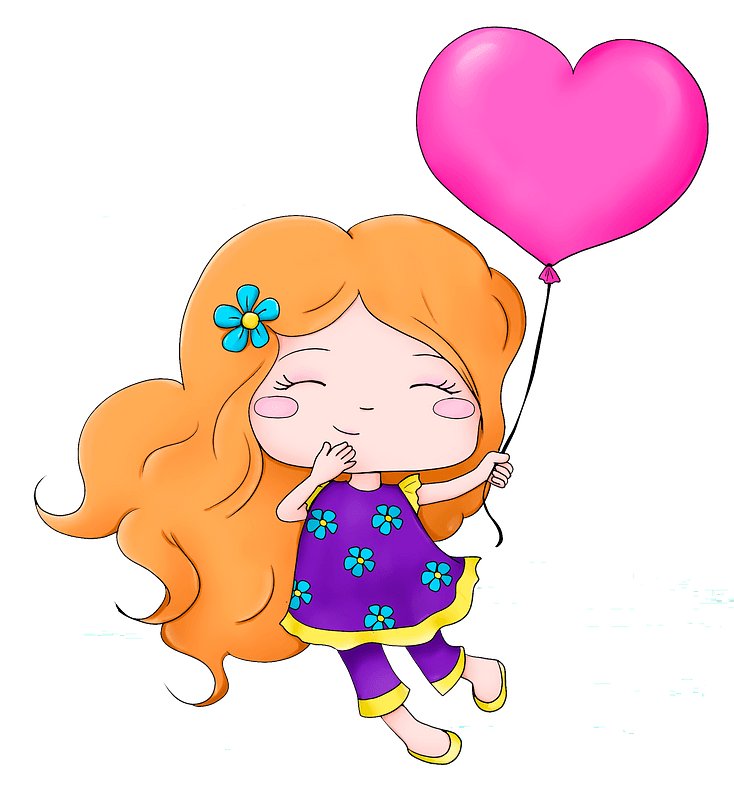 Cute girl with heart balloon