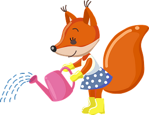 Squirell with a watering can
