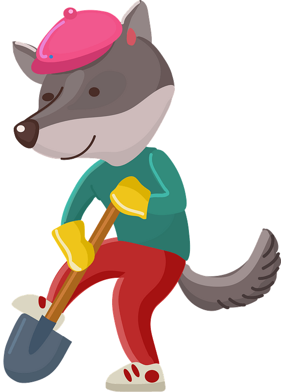 Wolf with a shovel