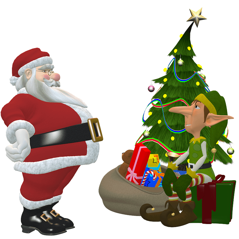 Santa and Christmas elf