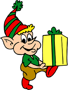 Christmas elf with gift box 