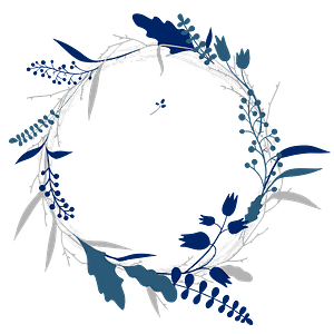 Blue floral wreath