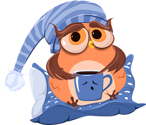 Cute owl with coffee