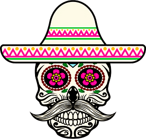 Sugar skull with sombrero