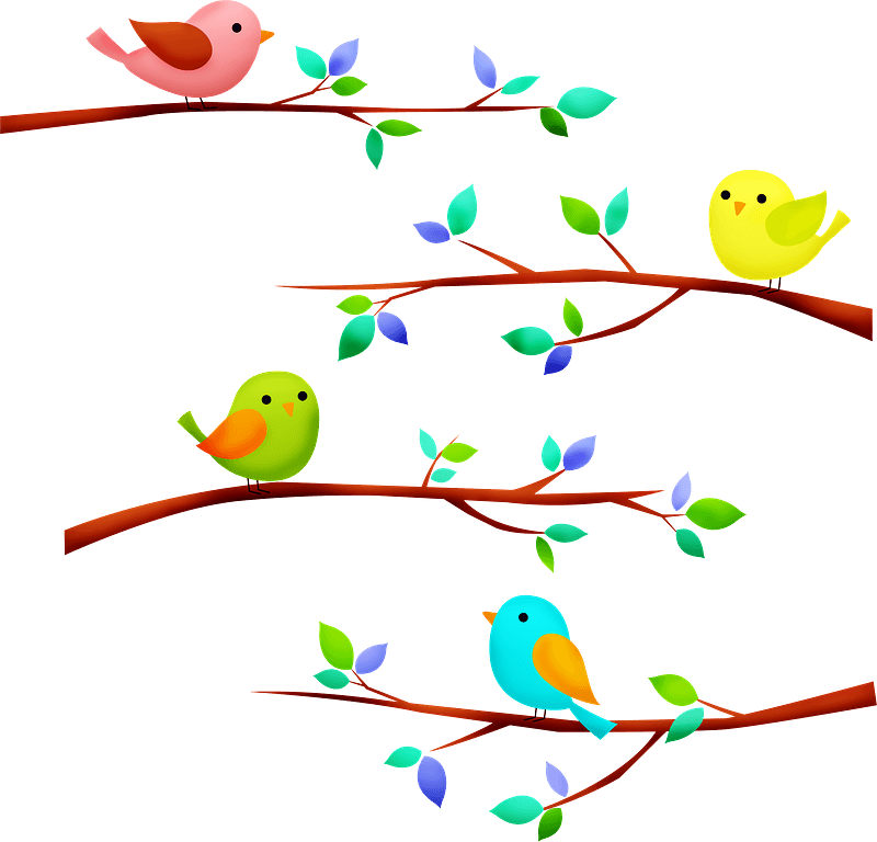 Birds on tree branch