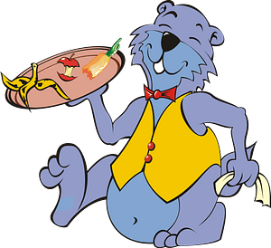 Cartoon marmot eating leftovers