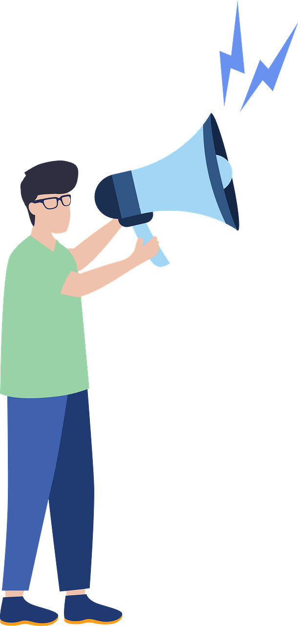 Man with megaphone