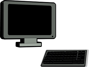 Computer monitor and keyboard