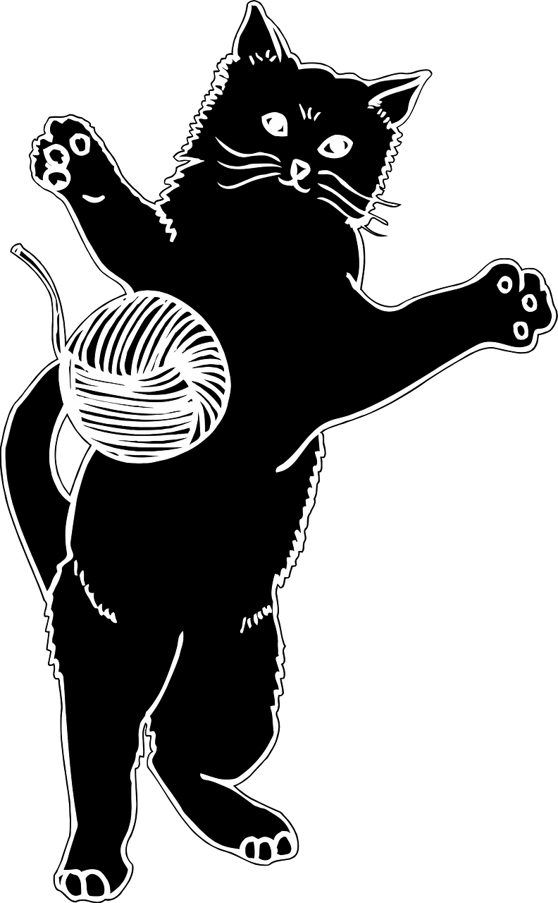 Cat Playing with Ball of Yarn