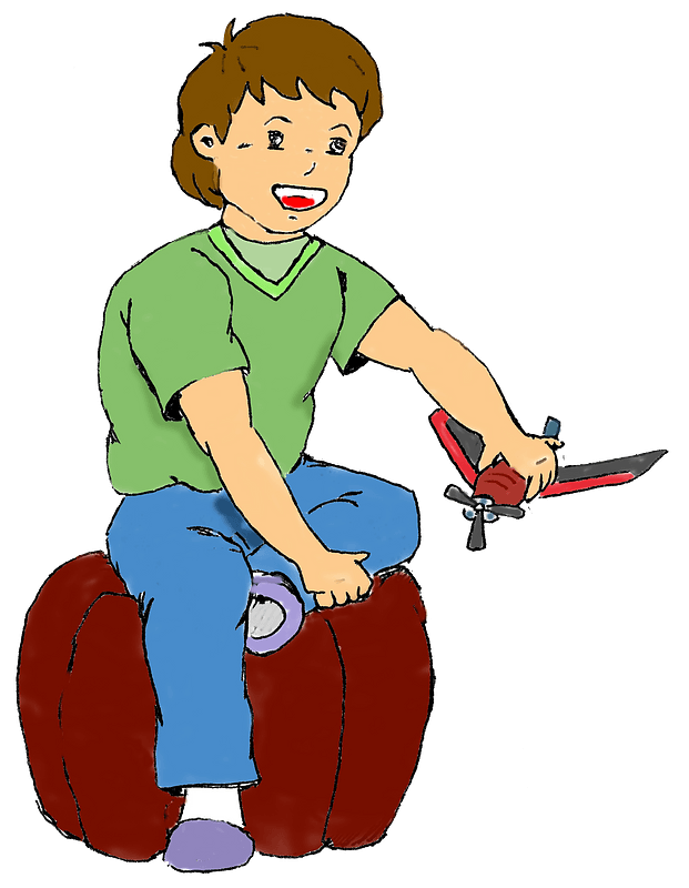 Boy playing with a plane