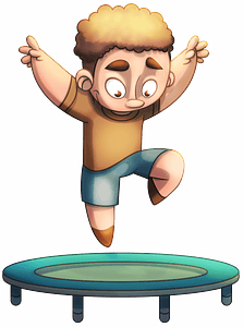 Boy jumping on a trampoline