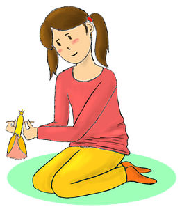 Girl plays with a doll
