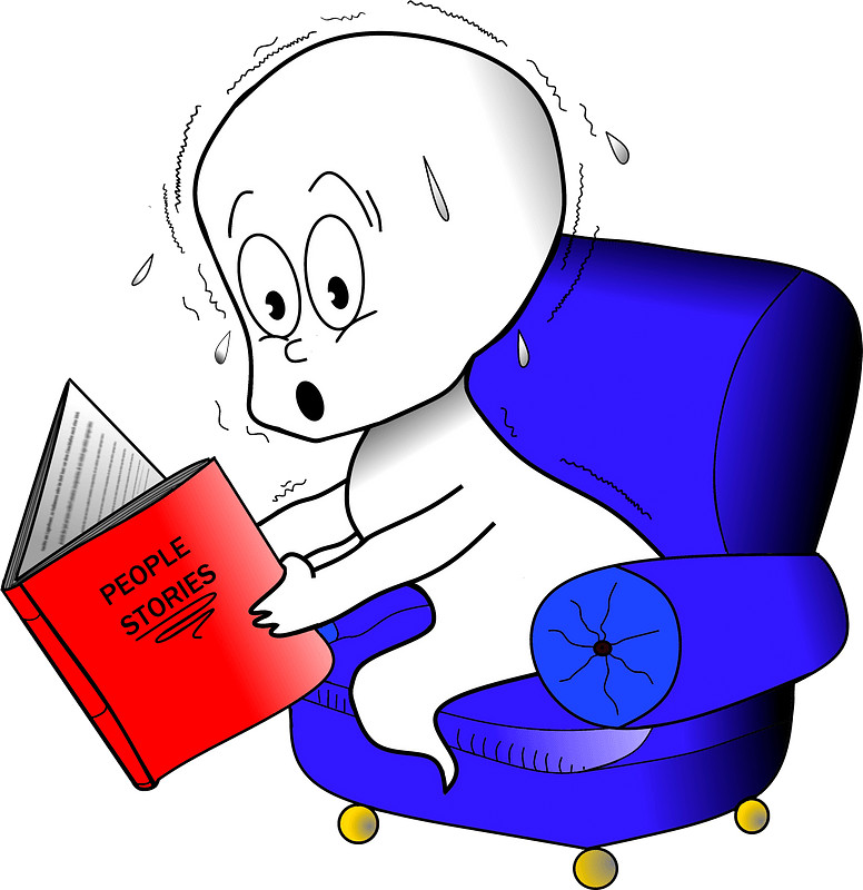 Cartoon ghost reading