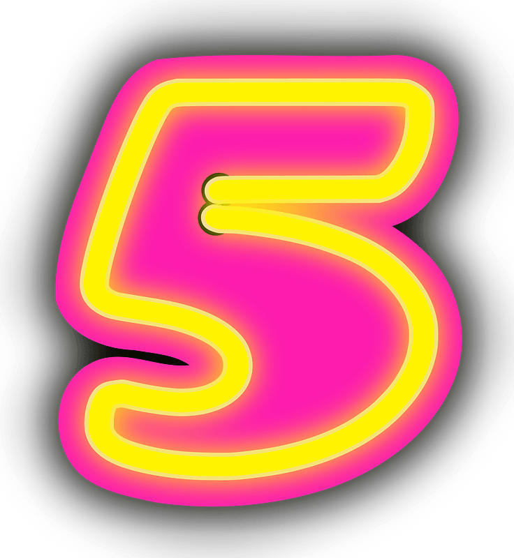 Neon Number Five - Free vector clipart images on creazilla.com