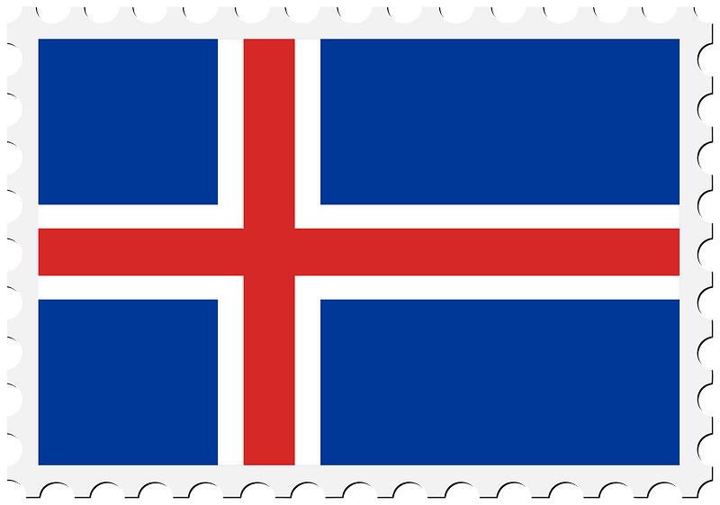 Stamp Iceland Flag
