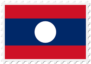 Stamp Laos Flag