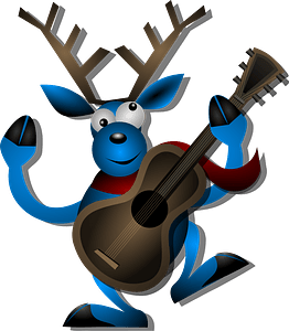 Dancing Reindeer with guitar