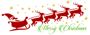 Santa on sleigh with reindeer