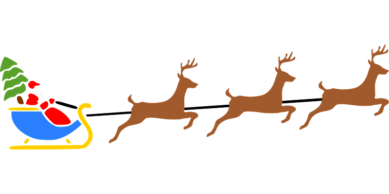 Santa flying on sleigh