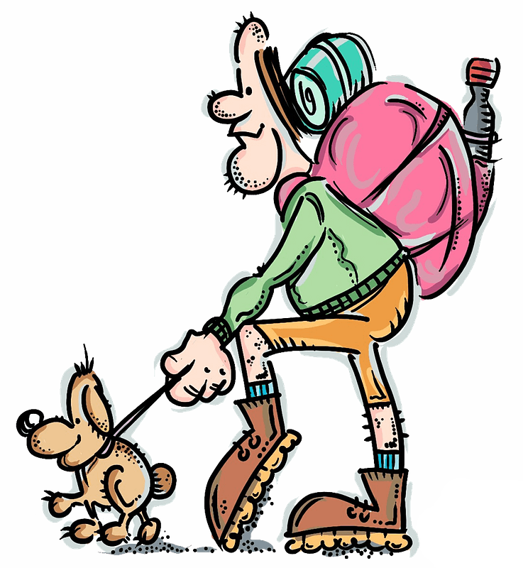 Man hiking with a dog