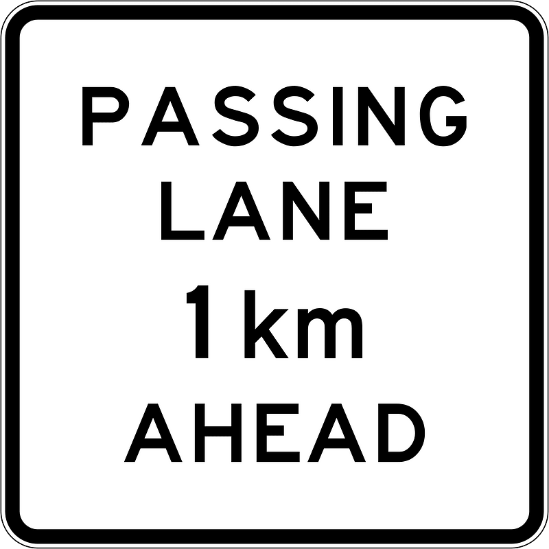 New Zealand road sign A42-1.1 (1 km)