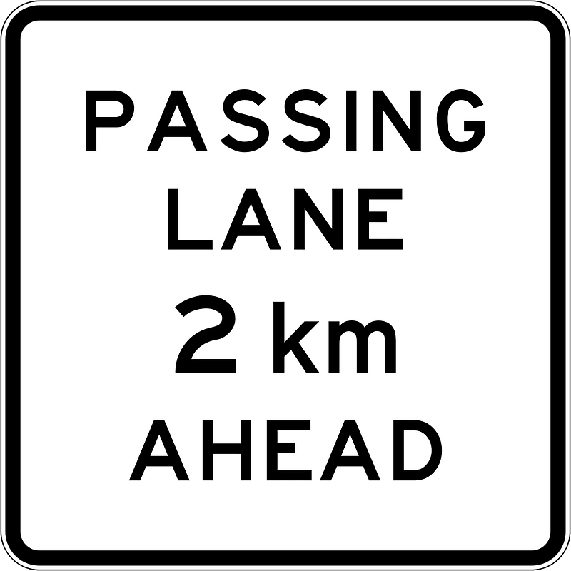 New Zealand road sign A42-1.1 (2 km)