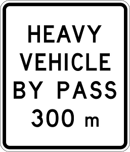 New Zealand road sign A45-1 (300 m) (obsolete; white)