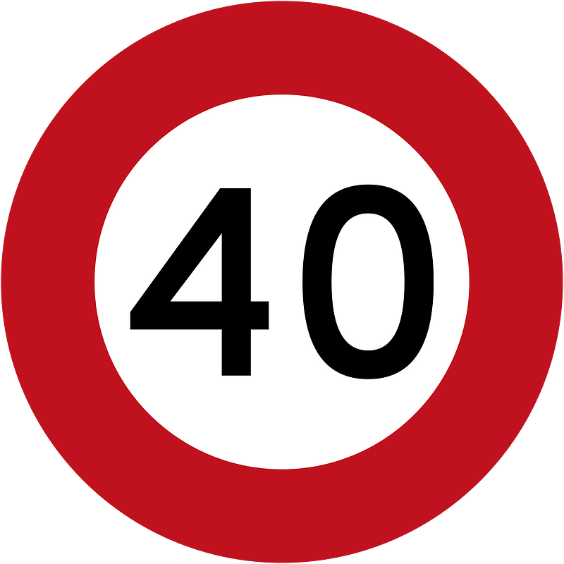 New Zealand road sign R1-1 (40) (obsolete)