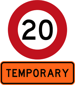 New Zealand road sign R1-1 (20) + R1-8 (1987–2016)