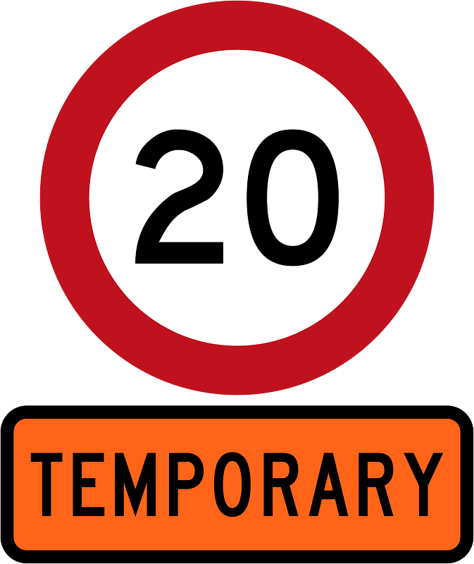 New Zealand road sign R1-1 (20) + R1-8