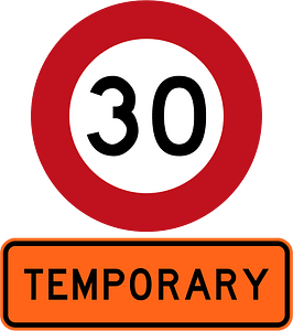 New Zealand road sign R1-1 (30) + R1-8 (1987–2016)