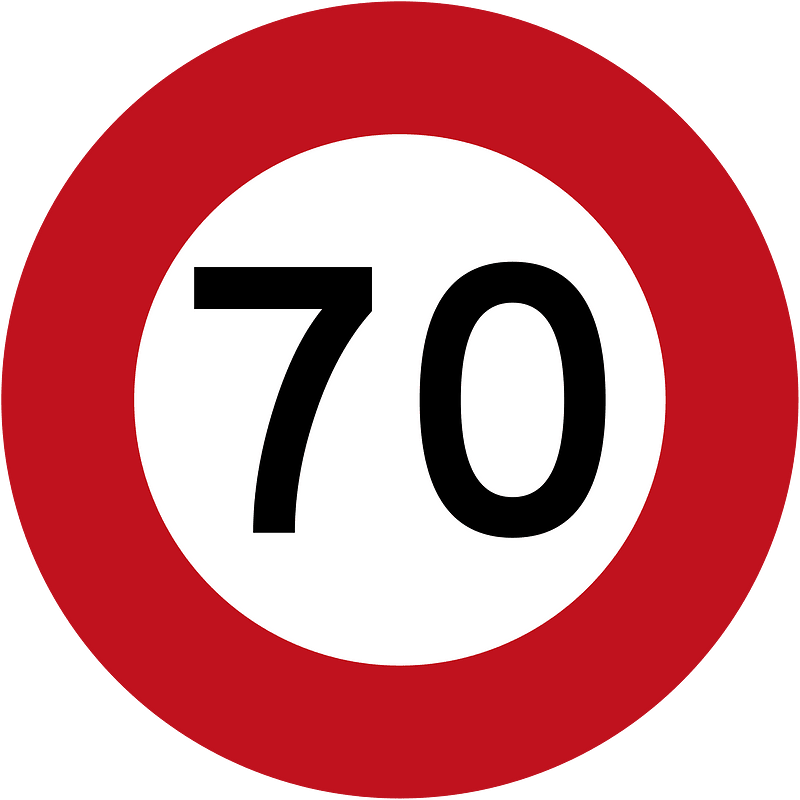 New Zealand road sign R1-1 (70) (obsolete)