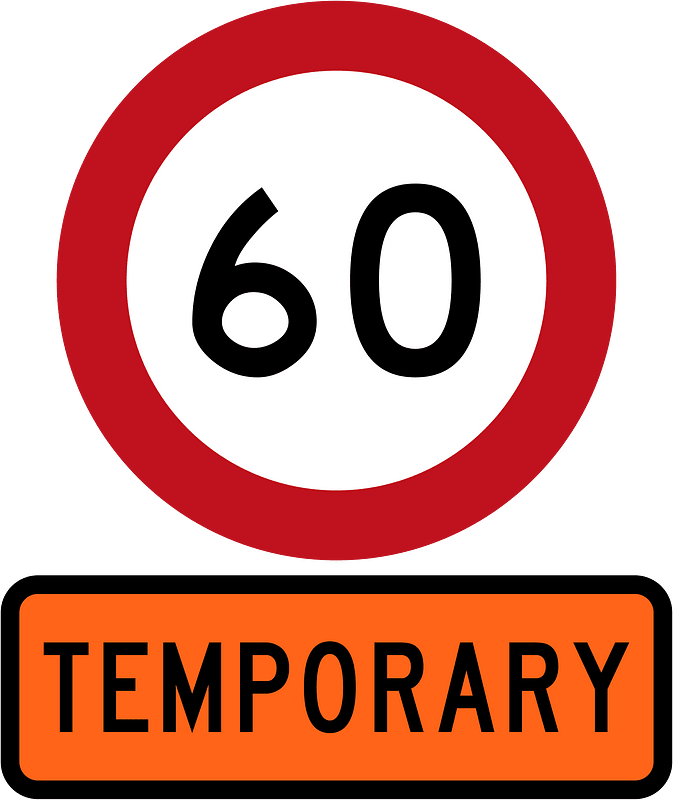 New Zealand road sign R1-1 (60) + R1-8