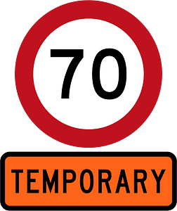 New Zealand road sign R1-1 (70) + R1-8