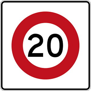 New Zealand road sign R1-8.1 (20) (obsolete)