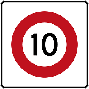 New Zealand road sign R1-8.1 (10) (obsolete)