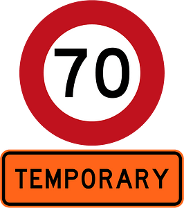 New Zealand road sign R1-1 (70) + R1-8 (1987–2016)