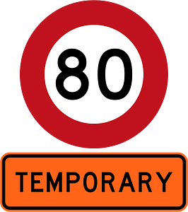 New Zealand road sign R1-1 (80) + R1-8 (1987–2016)