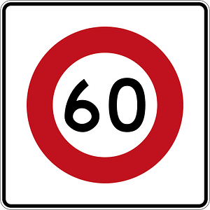 New Zealand road sign R1-8.1 (60) (obsolete)