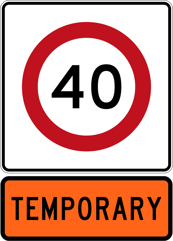 New Zealand road sign R1-8.1 (40) + R1-8.1