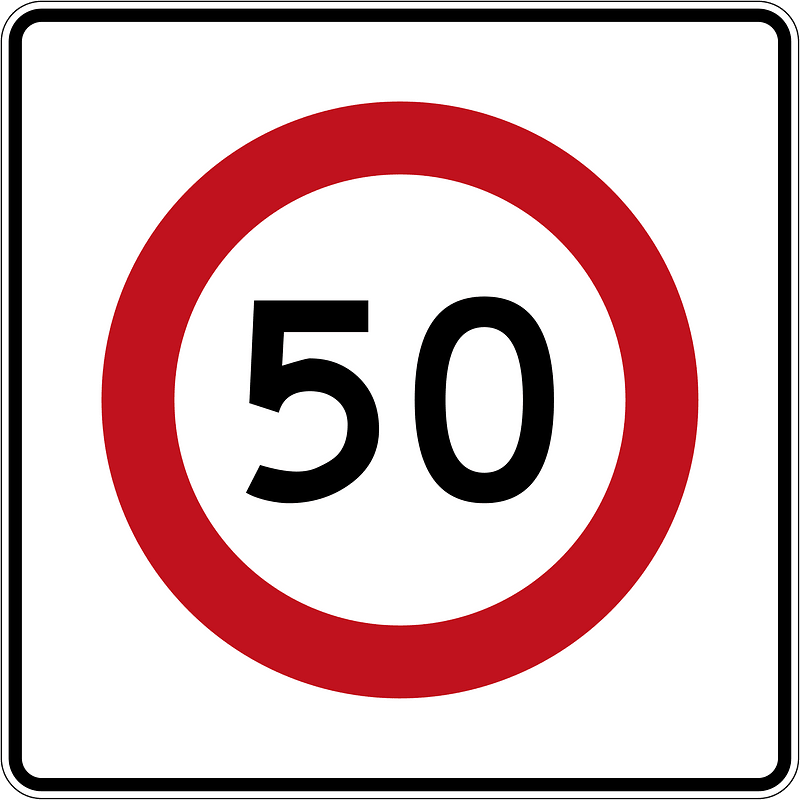 New Zealand road sign R1-8.1 (50)