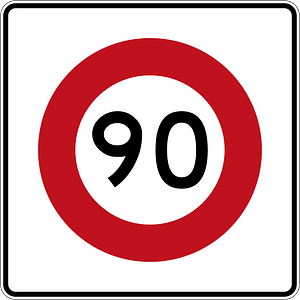 New Zealand road sign R1-8.1 (90) (obsolete)
