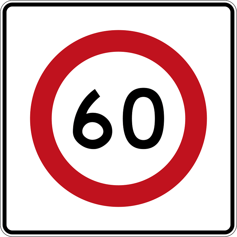New Zealand road sign R1-8.1 (60)