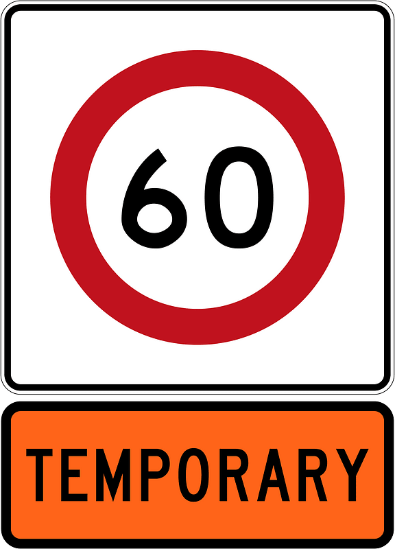 New Zealand road sign R1-8.1 (60) + R1-8.1