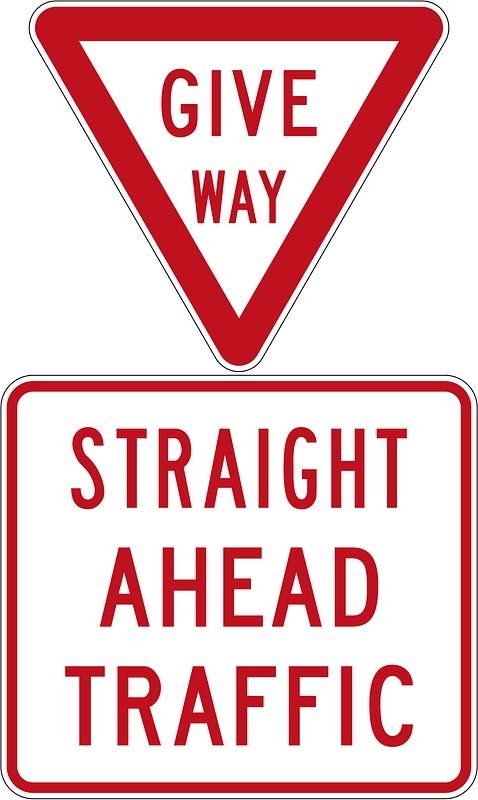 New Zealand road sign R2-2 + R2-2.2