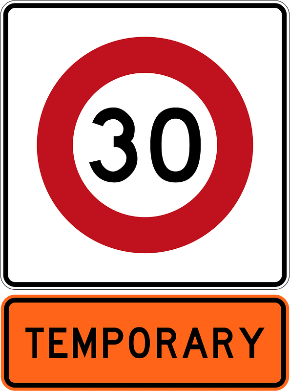 New Zealand road sign R1-8.1 (30) + R1-8.1 (1987–2016)