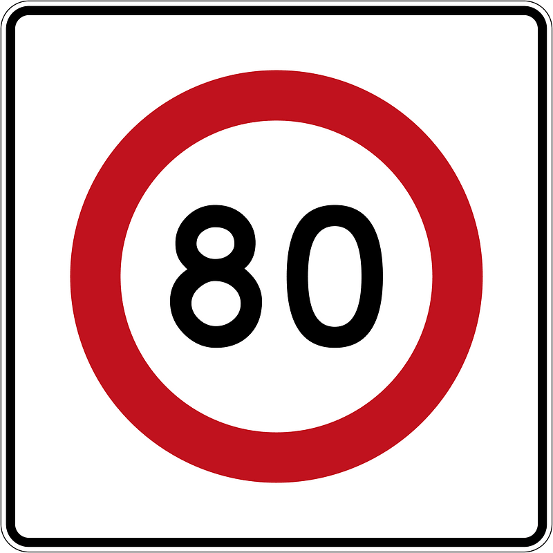 New Zealand road sign R1-8.1 (80)