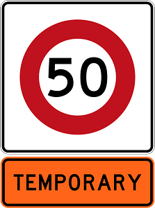New Zealand road sign R1-8.1 (50) + R1-8.1 (1987–2016)