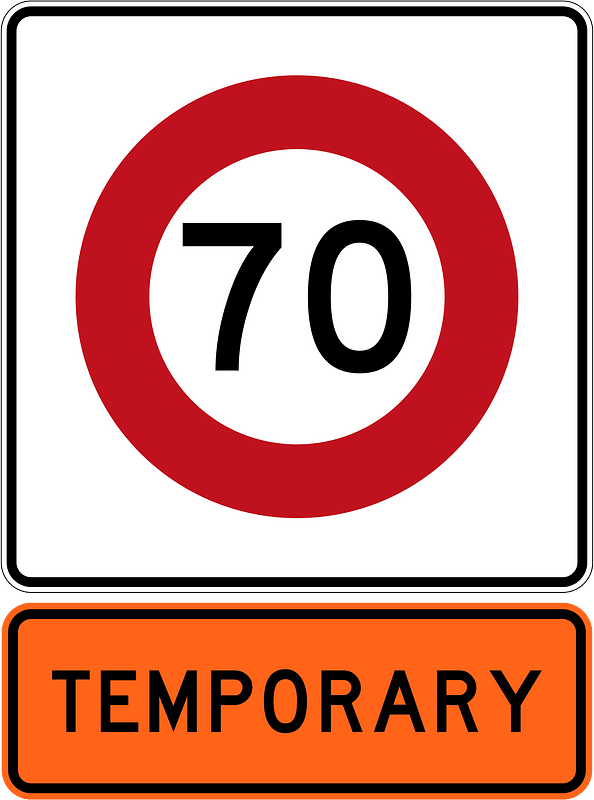 New Zealand road sign R1-8.1 (70) + R1-8.1 (1987–2016)