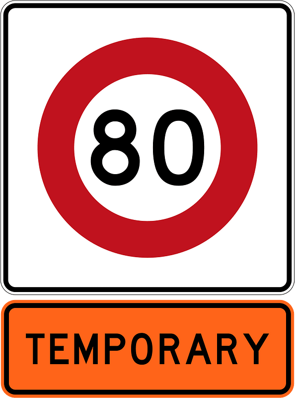 New Zealand road sign R1-8.1 (80) + R1-8.1 (1987–2016)